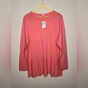 J.Jill Salmon Coral Long Sleeve Scoop Neck Sweater Womens XL New w/ Tags